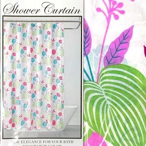 Shower Curtain Fabric Colorful Modern Farmhouse Floral Pink Blue Green 70 X 72